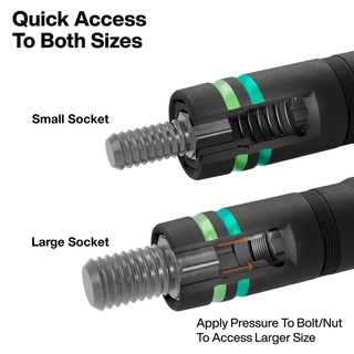 Klein Tools 6512MQS Quad-4 Heavy-Duty Impact Flip Socket, Metric, 6-1/2-Inch Shaft, 2-Piece