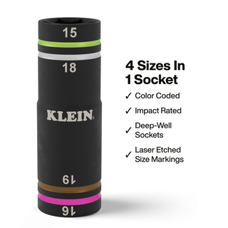 Klein Tools 6513MQS KNECT Quad-4 Heavy-Duty Impact Flip Socket, Metric, 2-Piece