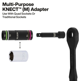 Klein Tools 6513MQS KNECT Quad-4 Heavy-Duty Impact Flip Socket, Metric, 2-Piece