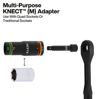 Klein Tools 6513QS KNECT Quad-4 Heavy-Duty Impact Flip Socket, SAE, 2-Piece