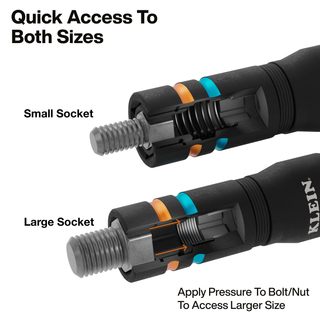 Klein Tools 651MQS Quad-4 Heavy-Duty Impact Flip Socket, Metric, 3-1/2-Inch Shaft, 2-Piece