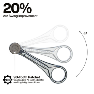 Klein Tools 65200MAG Slim-Profile Magnetic Mini Ratchet