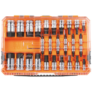 Klein Tools 65233HEX Knurled Hex Bit Socket Set, SAE and Metric, 33 Pc.