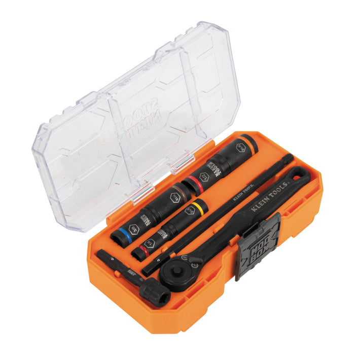 Klein Tools 65238 Essential Deep-Well Heavy-Duty Flip Socket Set, SAE, 3 Pc.