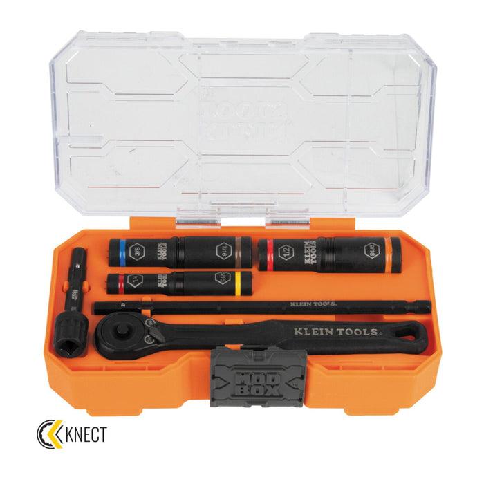 Klein Tools 65238 Essential Deep-Well Heavy-Duty Flip Socket Set, SAE, 3 Pc.