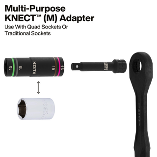 Klein Tools 653MQS KNECT Quad-12 Heavy-Duty Impact Flip Sockets, SAE and Metric, 6-Piece