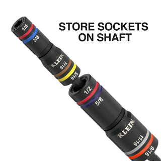 Klein Tools 653QS KNECT Quad-12 Deep-Well Heavy-Duty Impact Flip Sockets, SAE, 6 Pc.