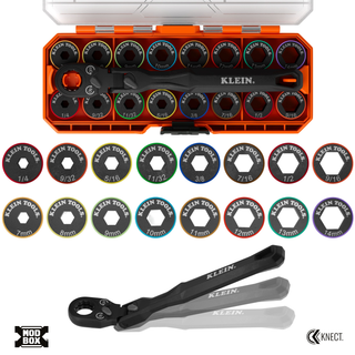 Klein Tools 65431LP KNECT Ratcheting 17-in-1 Low-Profile Socket Wrench Set
