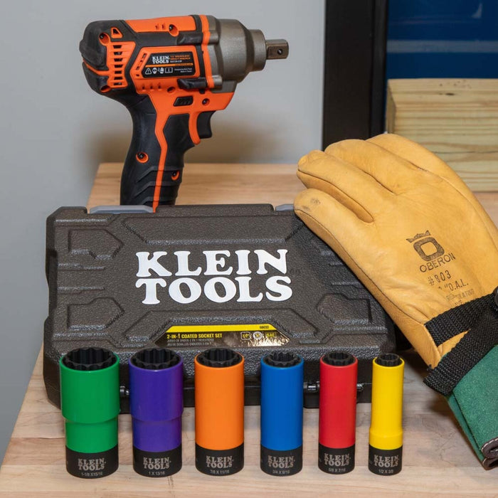 Klein Tools 66033 Coated Socket Set, 12-Point, 6 Pc.