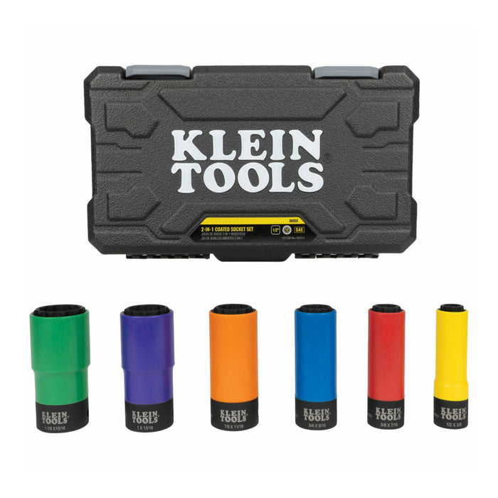 Klein Tools 66033 Coated Socket Set, 12-Point, 6 Pc.