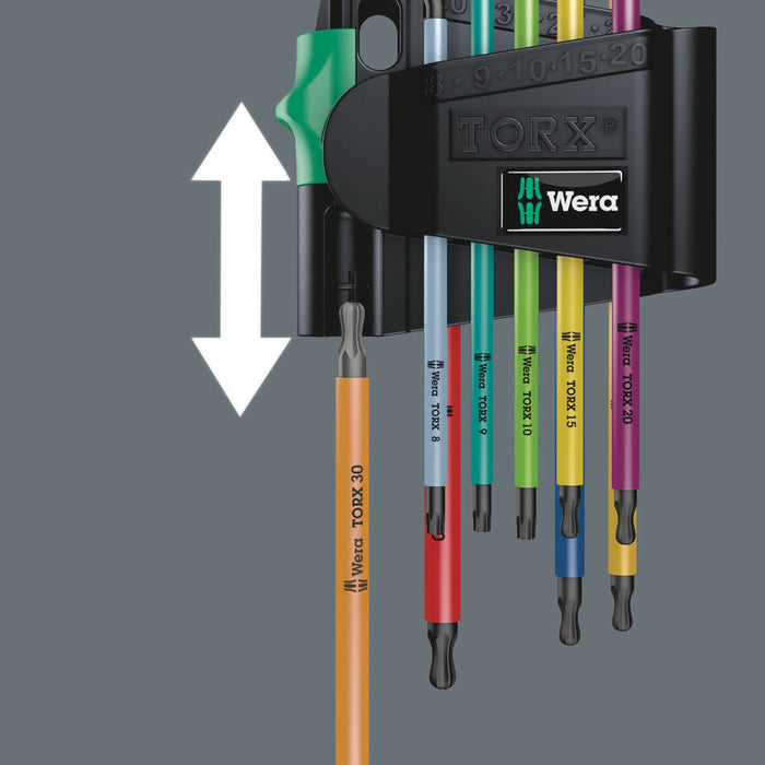 Wera 967/9 TX BO Multicolour 1 L-key set for tamper-proof TORX® screws, BlackLaser, 9 pieces