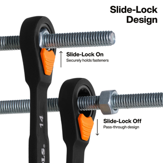 Klein Tools 69508M Ratcheting Combination Slide-Lock Wrench Set, Metric, 8 Pc.