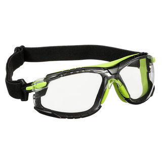 3M Solus Safety Glasses S1201SGAF-SKT, Foam, Strap, Green/Black, Anti-fog Lens