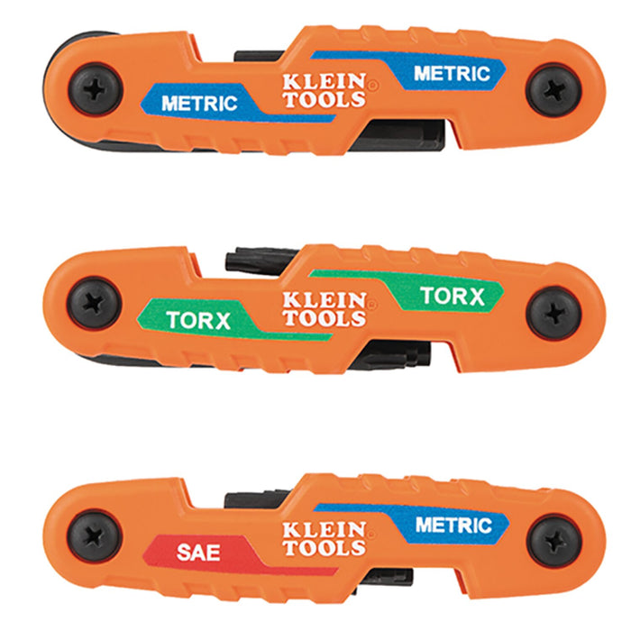Klein Tools 70543 Compact Folding Hex Key Set, SAE, Metric, TORX, 25 Pc.