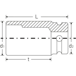 Stahlwille 25010036 55IMP 3/4" 6-pt Impact Socket, 36 mm