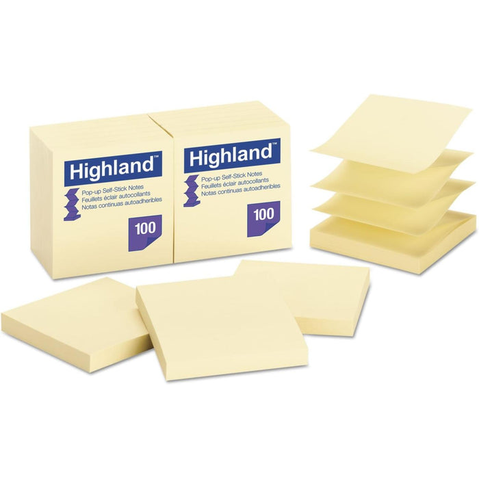 Highland Pop-up Self Stick Notes 6549-PuY, 3 in x 3 in