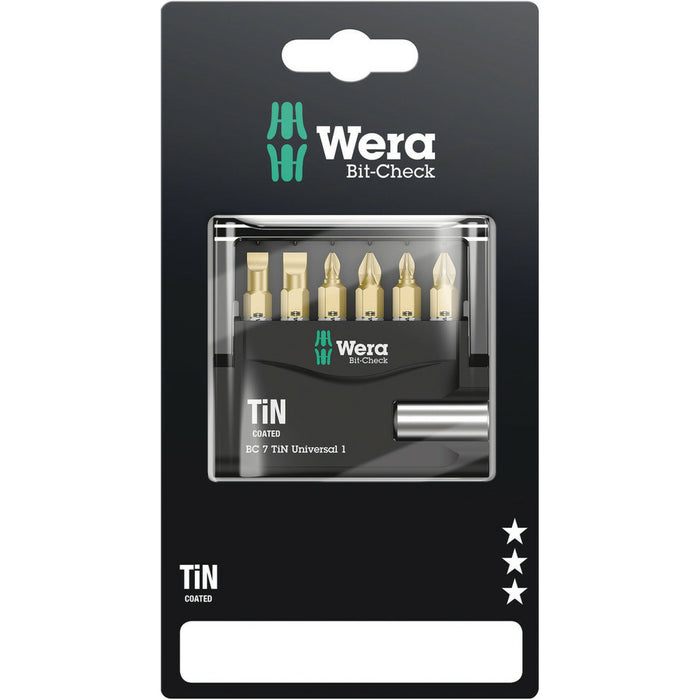 Wera Bit-Check 7 TiN Universal 1 SB, 7 pieces