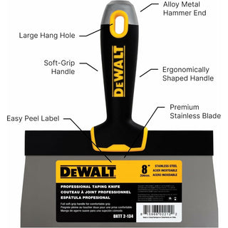 Dewalt DXTT-2-134 8" Taping Knife Stainless Steel With Soft Grip Handle