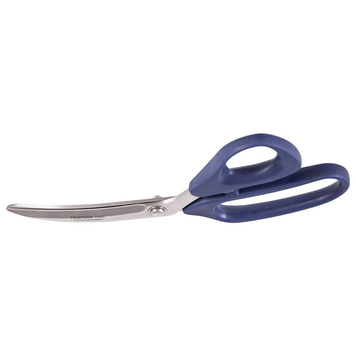Heritage Cutlery 7240C 9 1/2'' SS Bent Trimmer / Extra Large Plastic Ambidextrous Handle / Curved Blade
