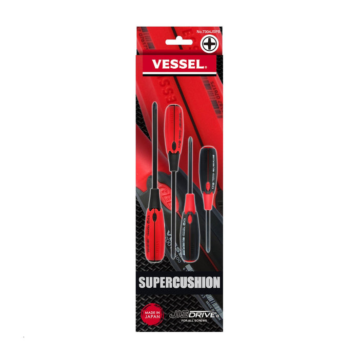 Vessel Tools 7304JSPB SUPER CUSHION JIS Screwdriver Set, 4 Pc.