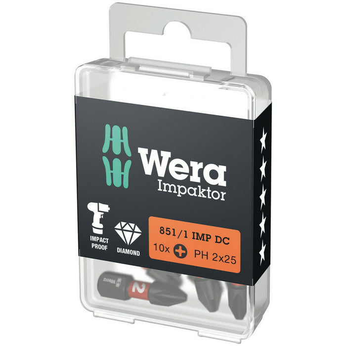 Wera 851/1 IMP DC PH DIY Impaktor PH bits, PH 3 x 25 mm, 10 pieces