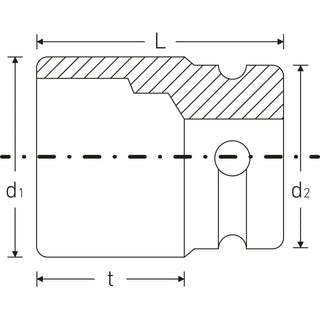 Stahlwille 23020013 51IMP 1/2" Extra Deep Impact Socket, 13 mm