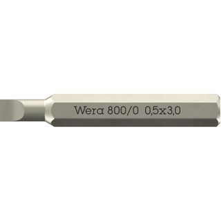 Wera 800/0 Micro Bit for Slotted Screws, 0.50 x 3.0 x 30 mm