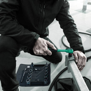 Wera 8100 SB 13 Zyklop Comfort Ratchet set, reversing lever, 3/8" drive, imperial