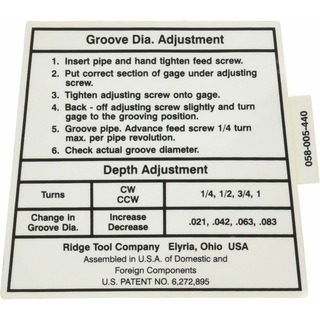 Ridgid 93297 Decal Groove Adjustment