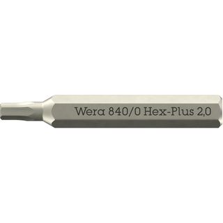 Wera 840/0 Hex-Plus Micro Bits for Hexagonal Socket Head Screws, 2.0 x 30 mm