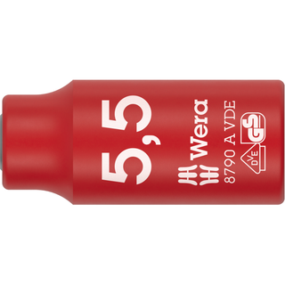 Wera 8790 A VDE Zyklop Socket, Insulated, with 1/4" Drive, 5.5 x 41 mm