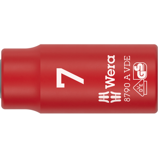 Wera 8790 A VDE Zyklop Socket, Insulated, with 1/4" Drive, 7.0 x 41 mm