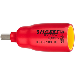 Hazet 8801K-5KV Insulated Screwdriver Socket, 10mm (3/8") Square Drive, 5mm Hex