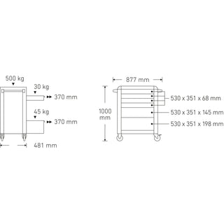 Stahlwille 81200156 Tool Trolley 93/6 B With 6 Drawers