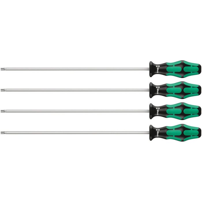 Wera 367/4 TORX® HF Kraftform Plus Screwdriver set with holding function and 300 mm-long blades, 4 pieces