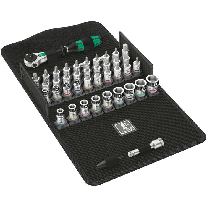 Wera 8100 SA All-in Zyklop Speed Ratchet Set, 1/4" drive, with holding function, metric, 42 pieces