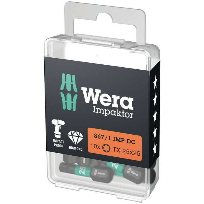Wera 867/1 IMP DC TORX® DIY Impaktor bits, TX 25 x 25 mm, 10 pieces