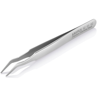 Knipex 92 01 02 4 3/4" Premium Stainless Steel Positioning Tweezers-35°Angled-SMD