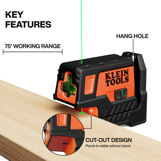Klein Tools 93MCLPG Compact Green Cross-Line Laser Level with Plumb Spot