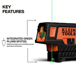 Klein Tools 93MCLPG Compact Green Cross-Line Laser Level with Plumb Spot