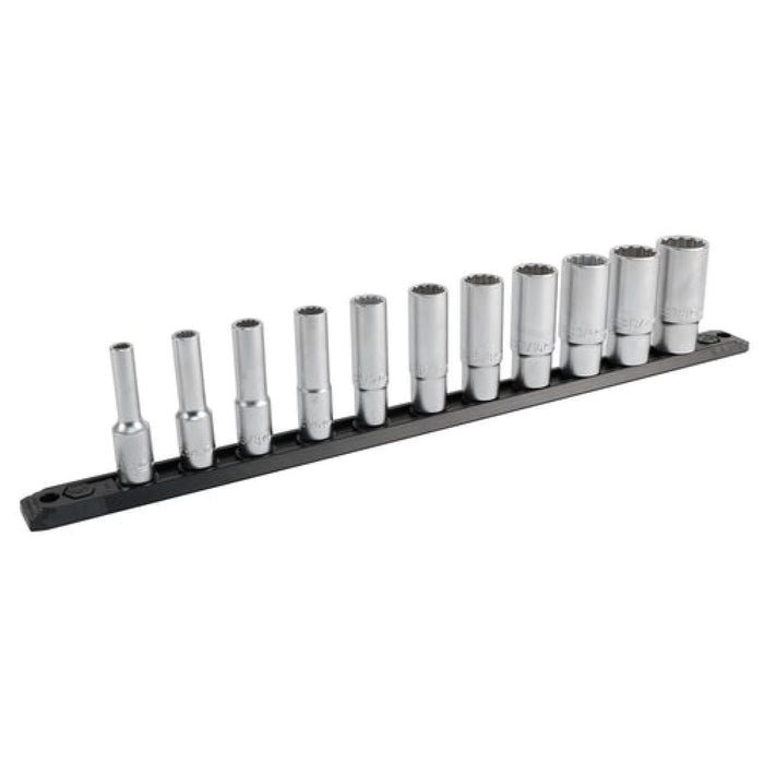 Wiha 33792 3/8" Inch Drive 12 Point Deep Socket Set, 1/4" to 7/8" with Ratchet and Extensions, 15 Pc.