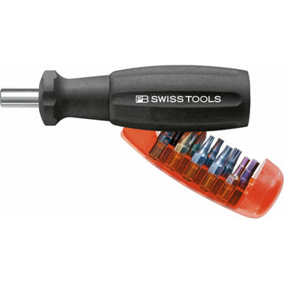 PB Swiss Tools PB 6510.20 Insider Pro universal bit holder for 1/4" bits with integrated bit magazine and 10 PrecisionBits C6 - PB 6510.20