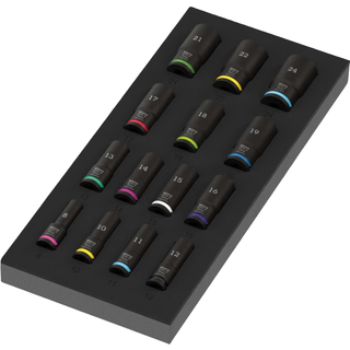 Wera 05150118001 9728 Foam insert Zyklop B 3/8" Impaktor Deep socket set 1, 15 pieces