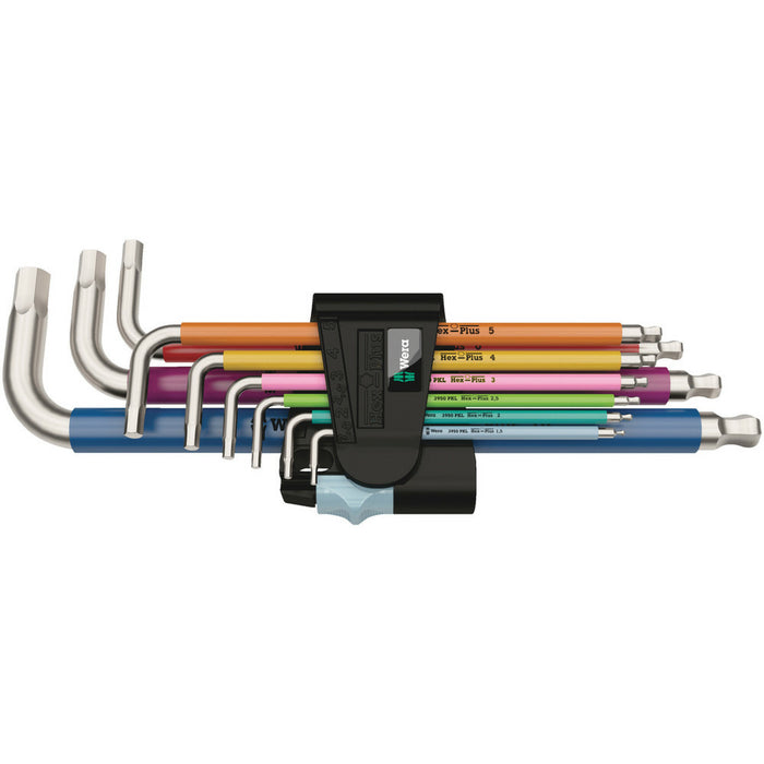 Wera 3950/9 Hex-Plus Multicolour Stainless 1 L-key set, metric, stainless, 9 pieces