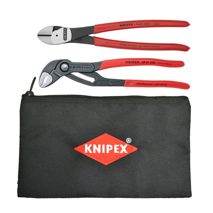 KNIPEX 9K 00 80 115 US Cobra Pliers and Diagonal Cutter Tool Set with Keeper Pouch, 2 Piece