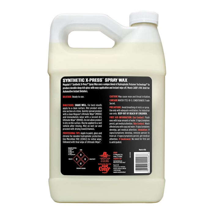 Meguiar's D15601 Synthetic Liquid X-Press Spray Wax, 1 Gallon