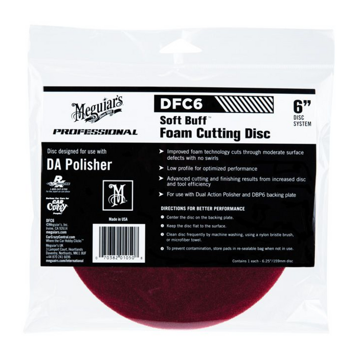 Meguiar's DFC6 Soft Buff DA Foam Cutting Disc, 6"