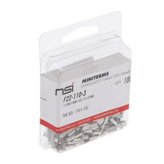 NSI F22-110-3 22-18 Awg Bare Female Disconnect .110X.032 Tab 100 Per Pack