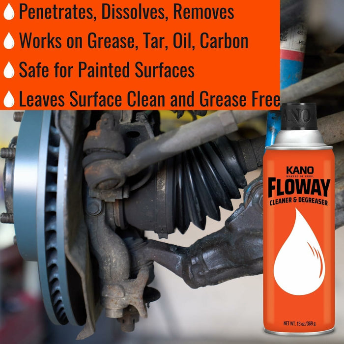 Kroil FL132 Floway Aerosol Degreaser Can, 13 oz - For Grease, Tar, Carbon, Grime from Auto Parts, Engines, Brakes, Electrical, Machinery, Equipment