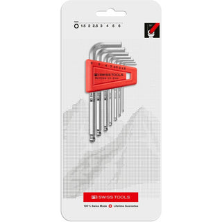 PB Swiss PB 212.H-6 CN Ball Point Hex Key L- Wrench Sets for Hexagon Socket Screws, 7 Pcs